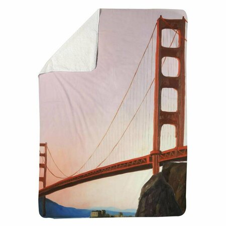 BEGIN HOME DECOR 60 x 80 in. Sunset on the Golden Gate Bridge-Sherpa Fleece Blanket 5545-6080-CI315